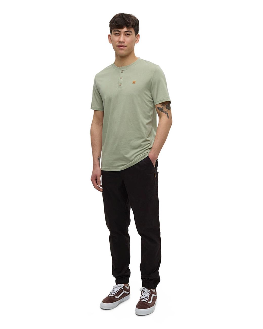 Tentree Green Baker Henley for men