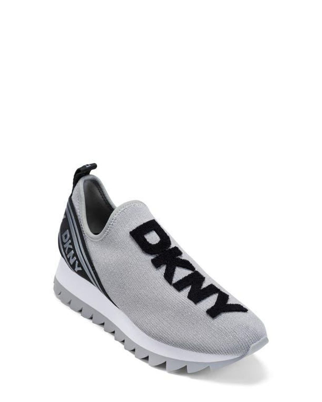 DKNY White Abbi Knit Sneaker