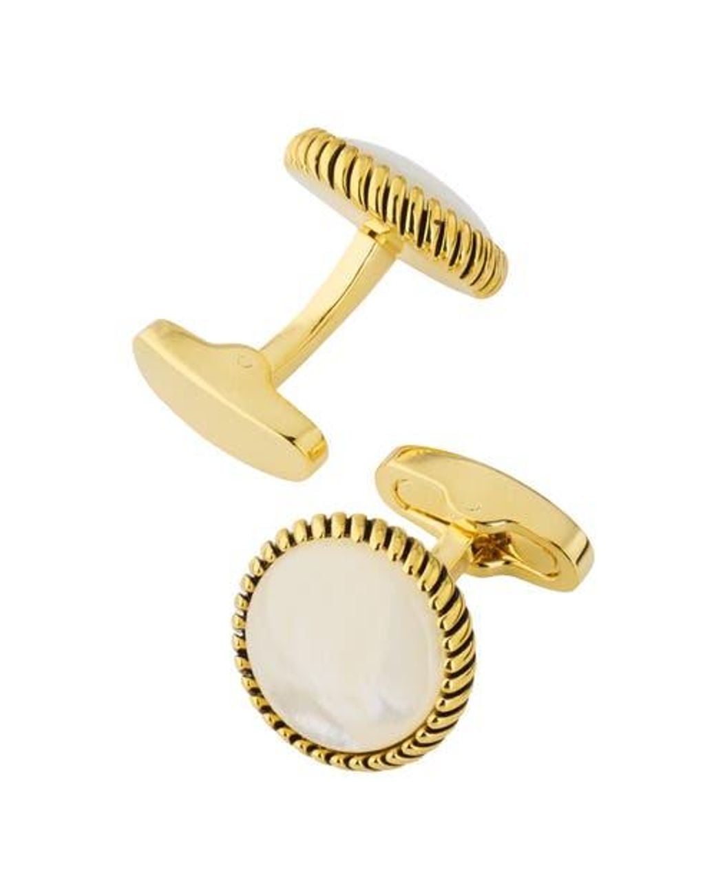 Link Up Metallic Round Cufflinks With Texture Border for men