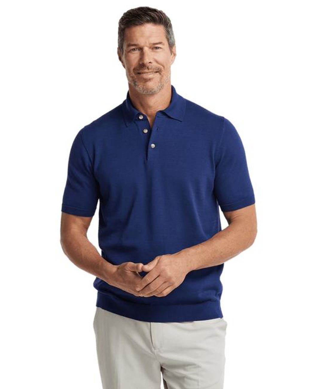 Paul Fredrick Supima Cotton Three Button Polo in Blue for Men | Lyst