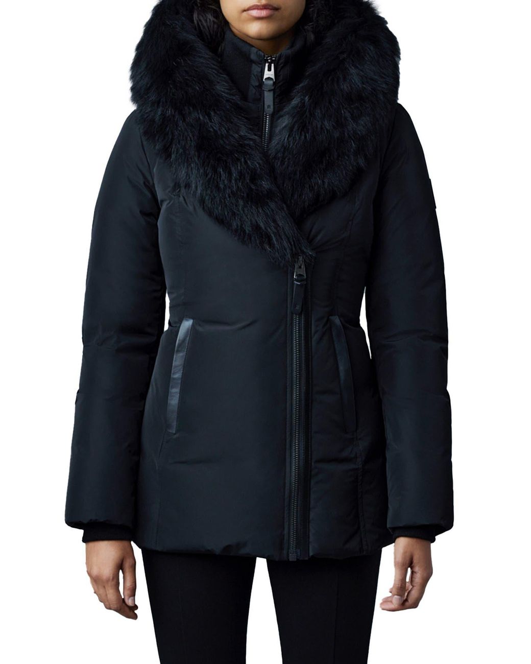 Mackage Black Adali Genuine Shearling Trim Down Jacket