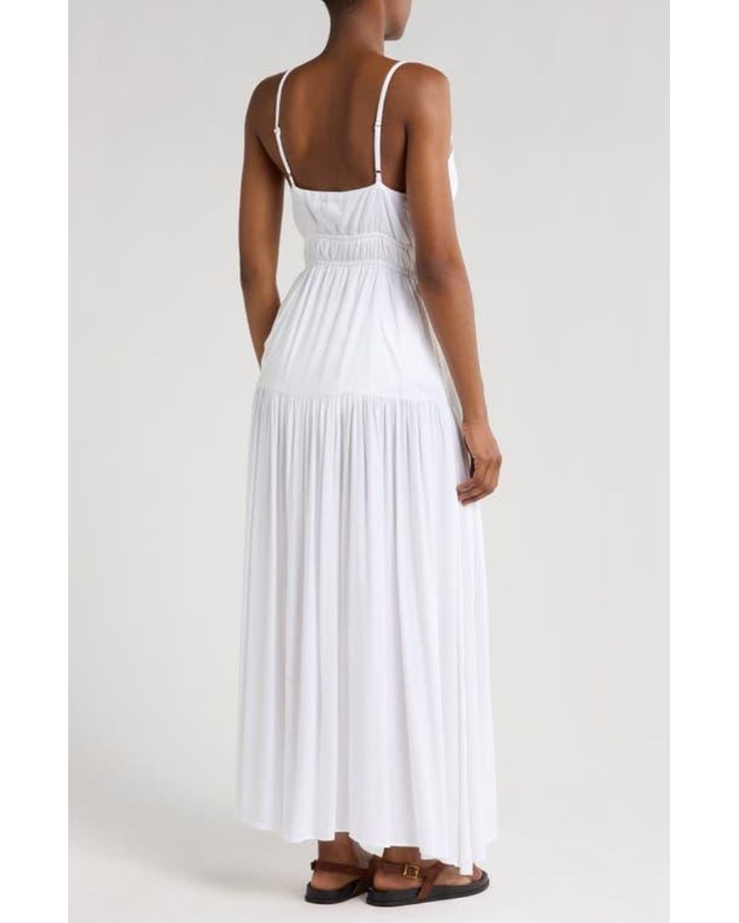 chinese dress ladies Elan Spaghetti Strap Balloon Bottom Maxi Dress Cover Up V-Back  Nyteez