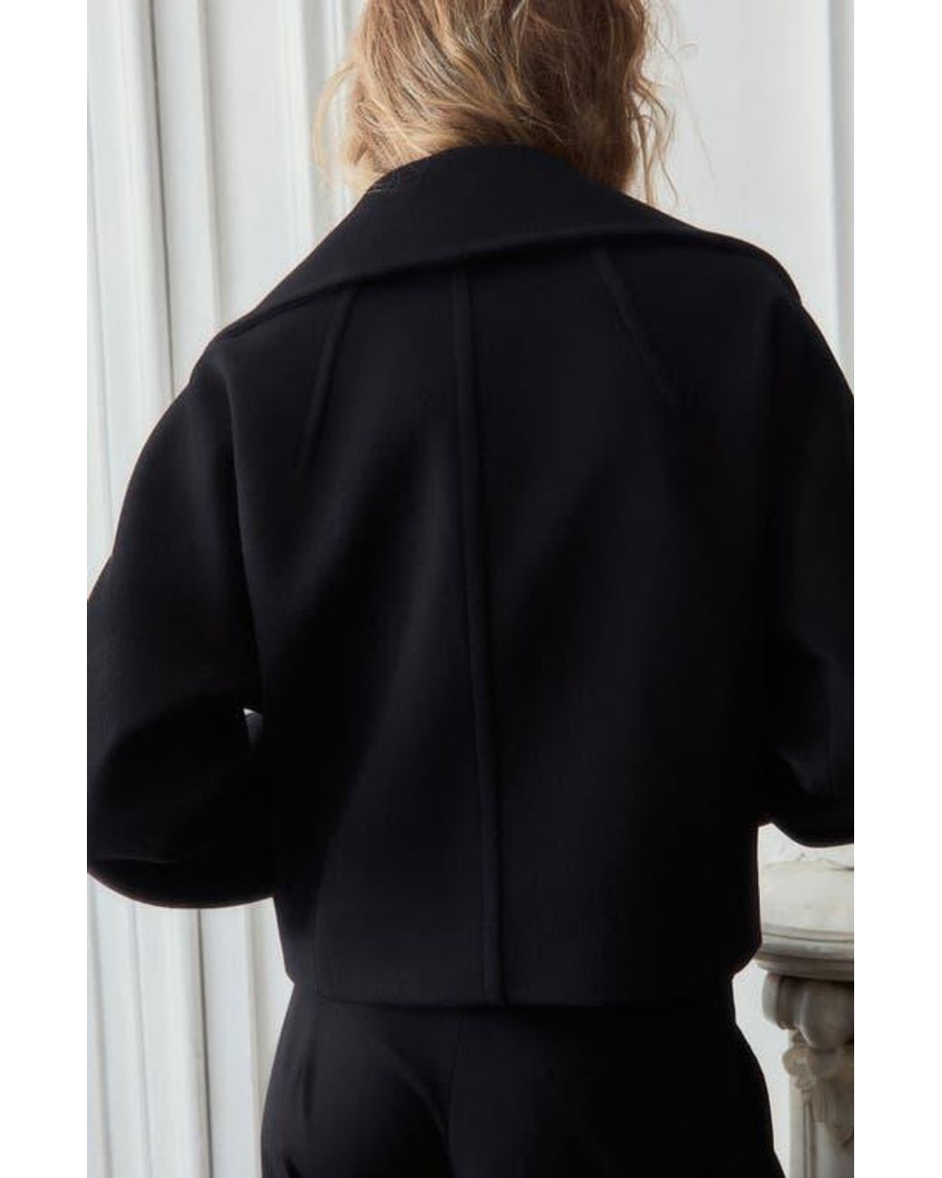 Mango Black Wool Blend Crop Jacket