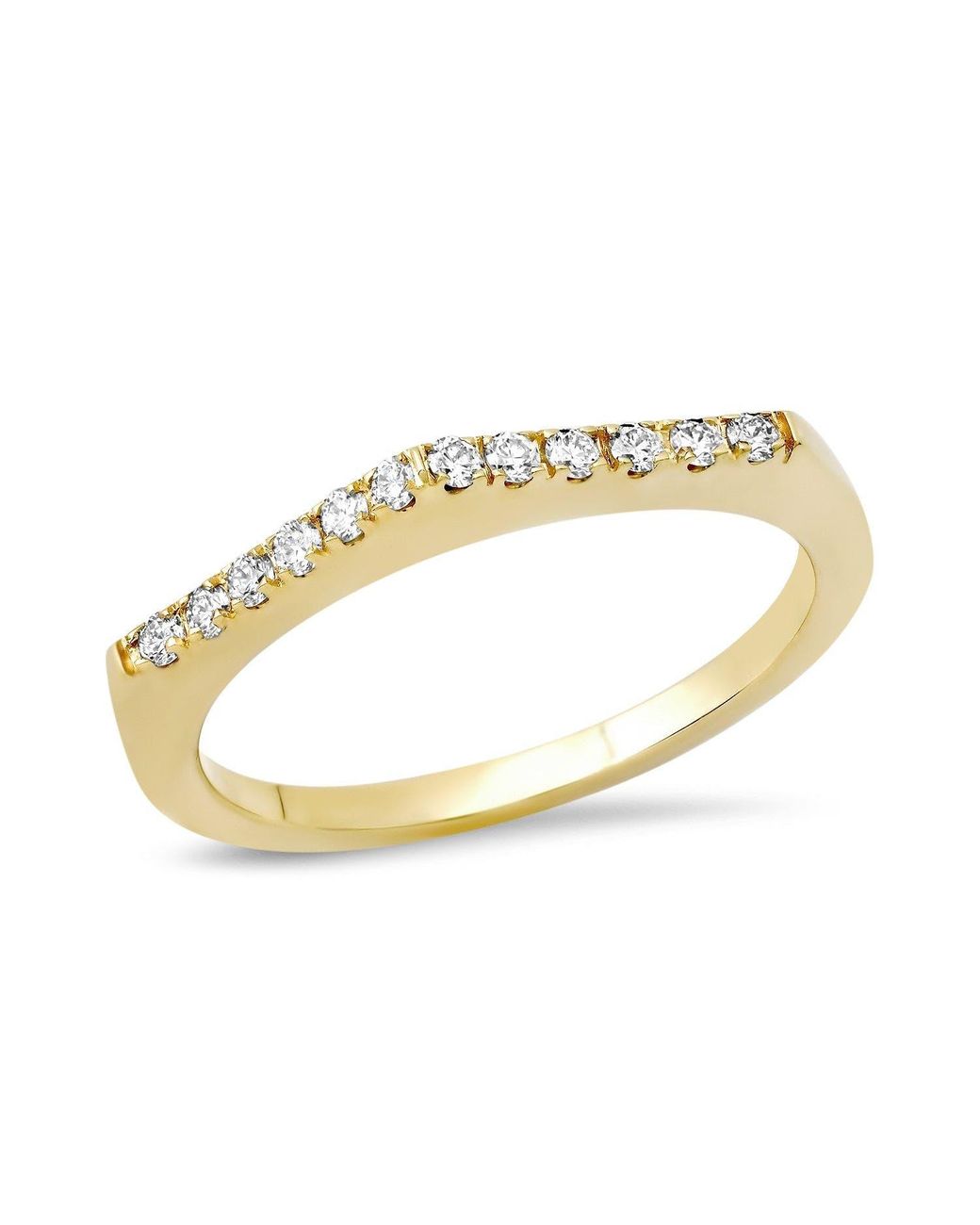 Elliot Young Metallic 14K Stackable Pave Point Ring