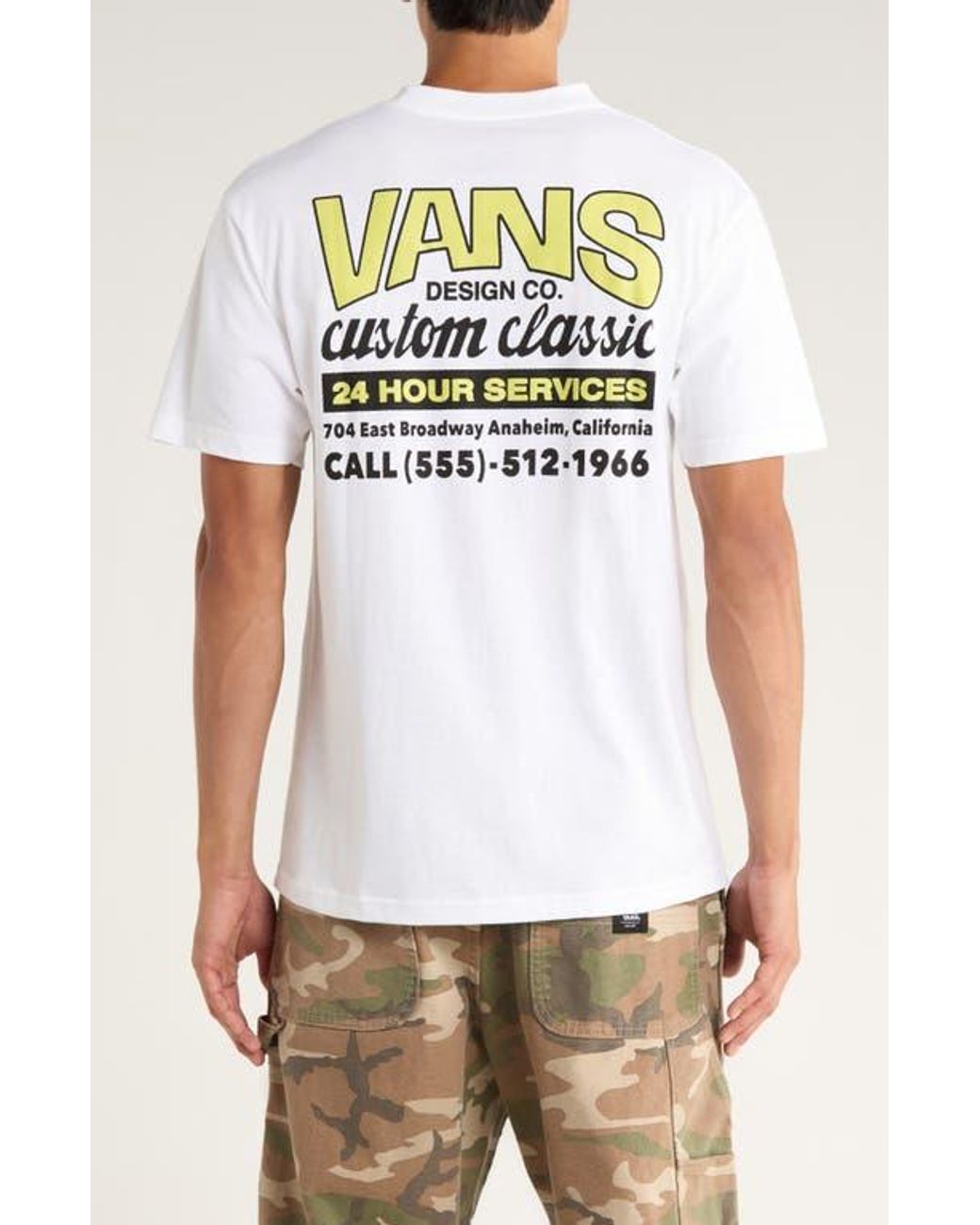Vans White Shop Front Logo Cotton Graphic T-Shirt for men