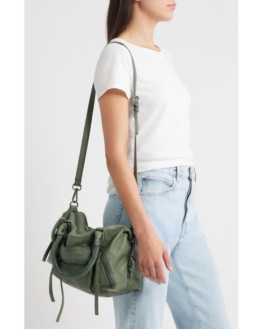 Free People Green We The Free Baby Emerson Leather Tote