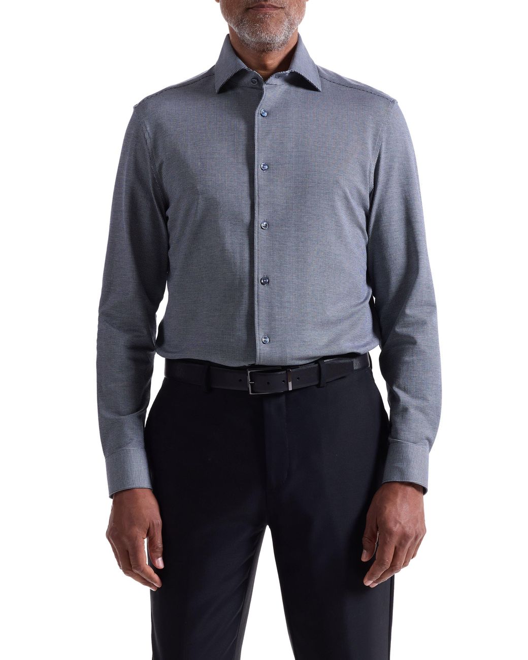 Bugatchi Blue Devon Ooohcotton Houndstooth Button-Up Shirt for men