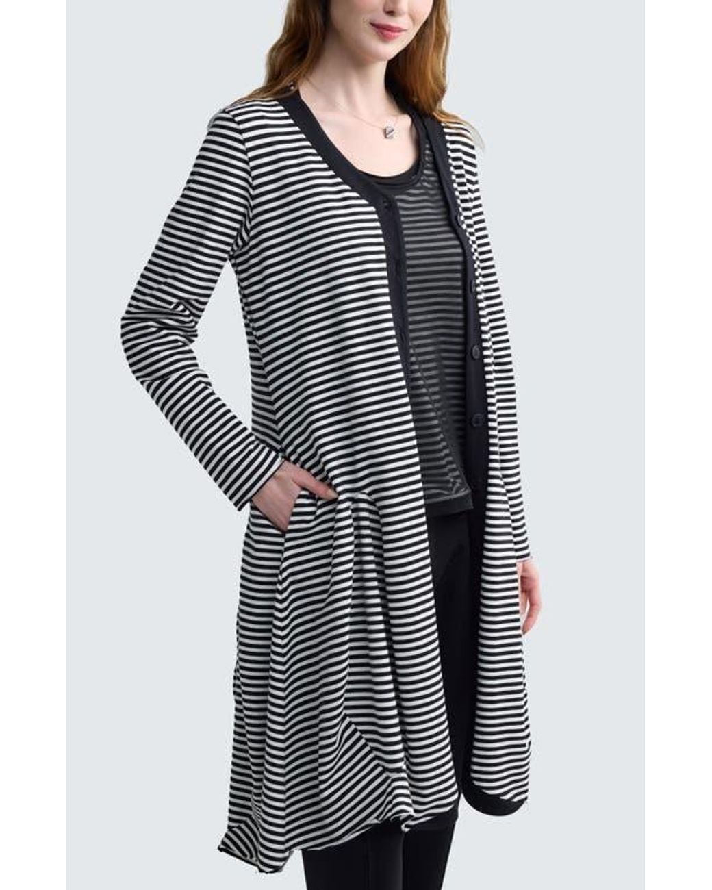 Luukaa Gray Elonie Striped Balloon Jacket