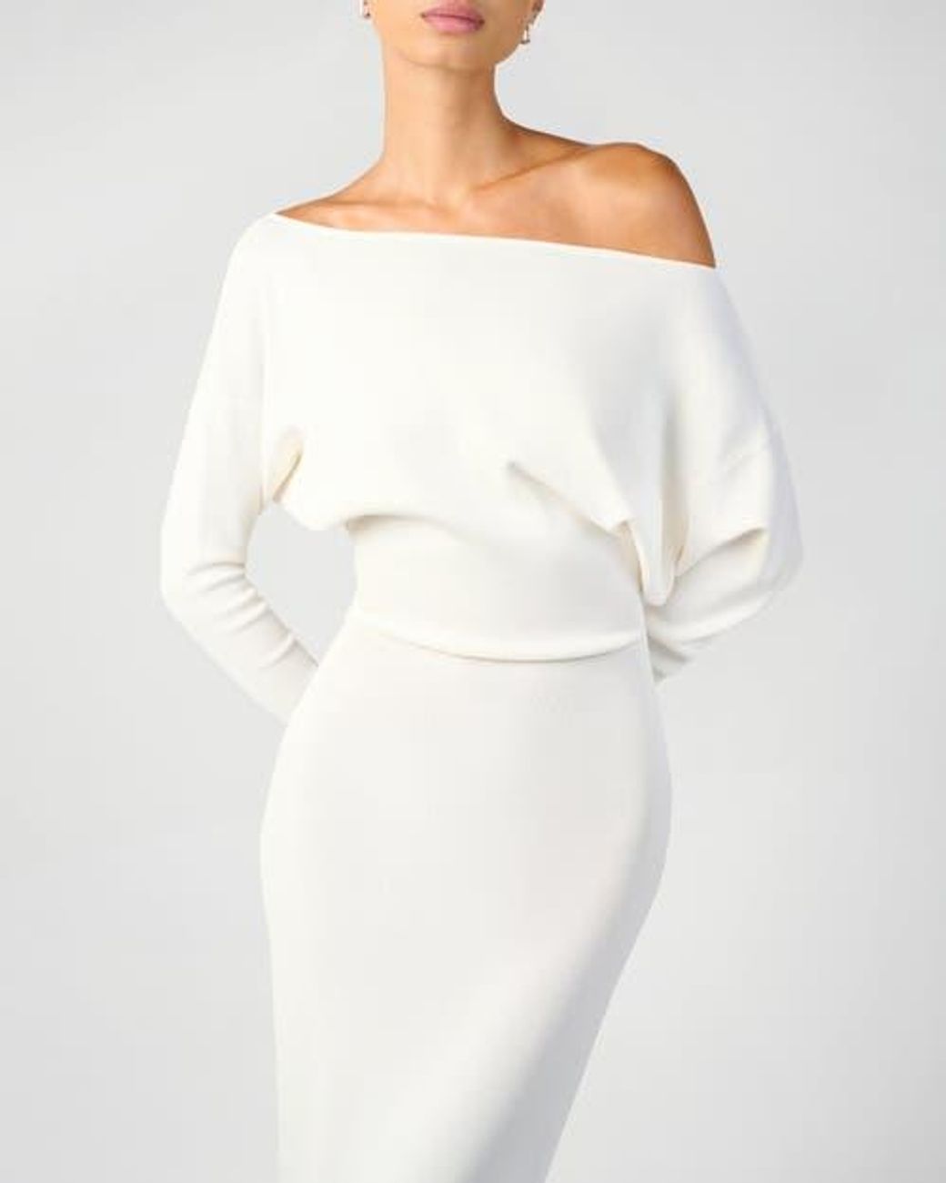 knee length dresses for ladies Women's White Contrasting Sweater Midi Dress & Reviews - White - Dresses