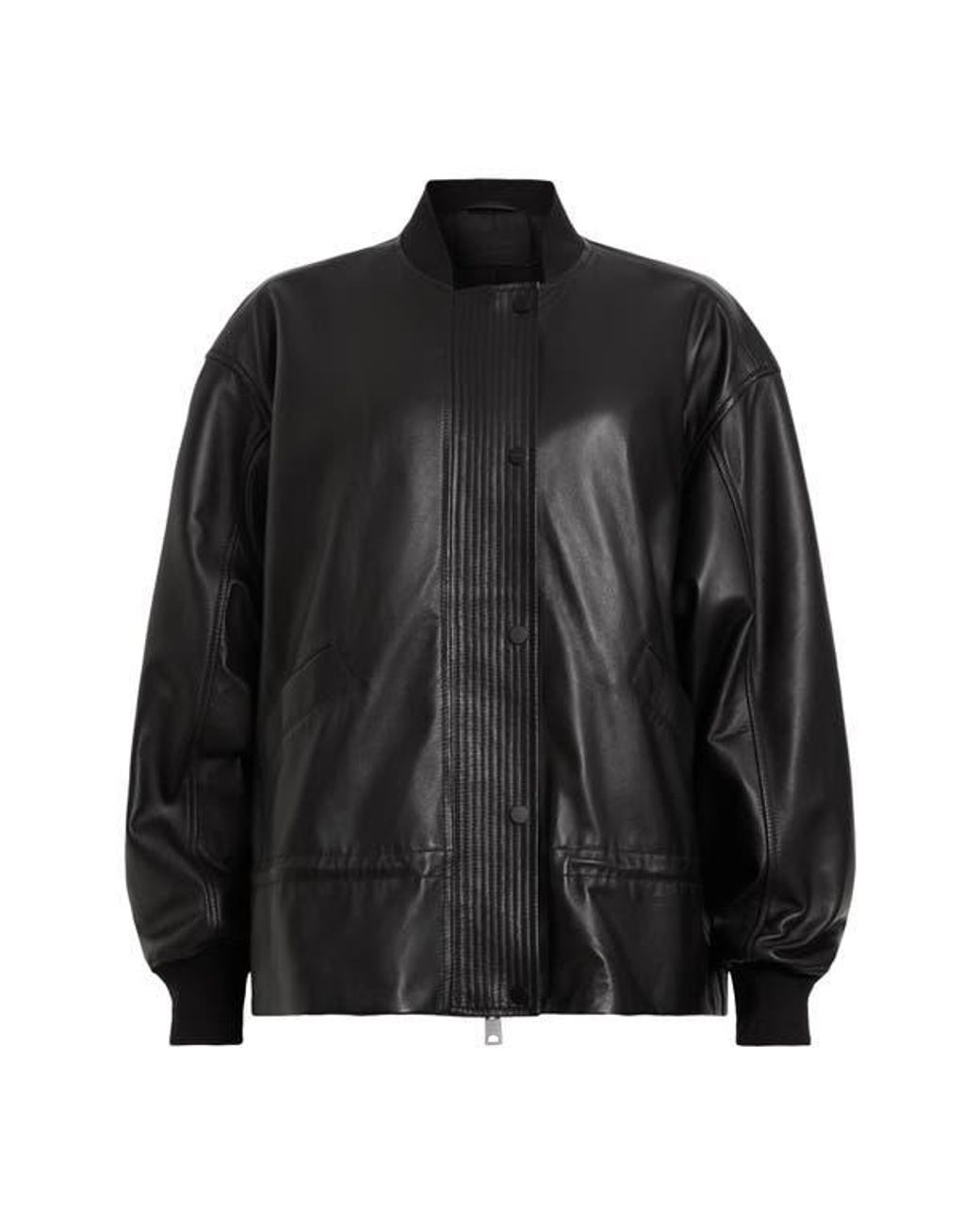 AllSaints Black Sofi Leather Bomber Jacket