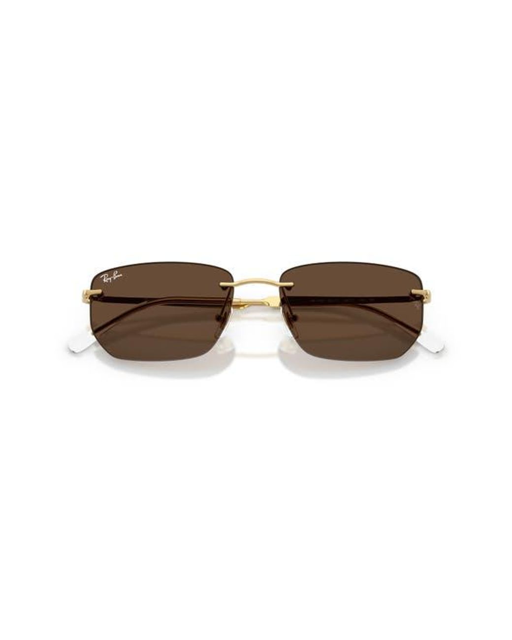 Ray-Ban Brown 56Mm Rimless Rectangular Sunglasses