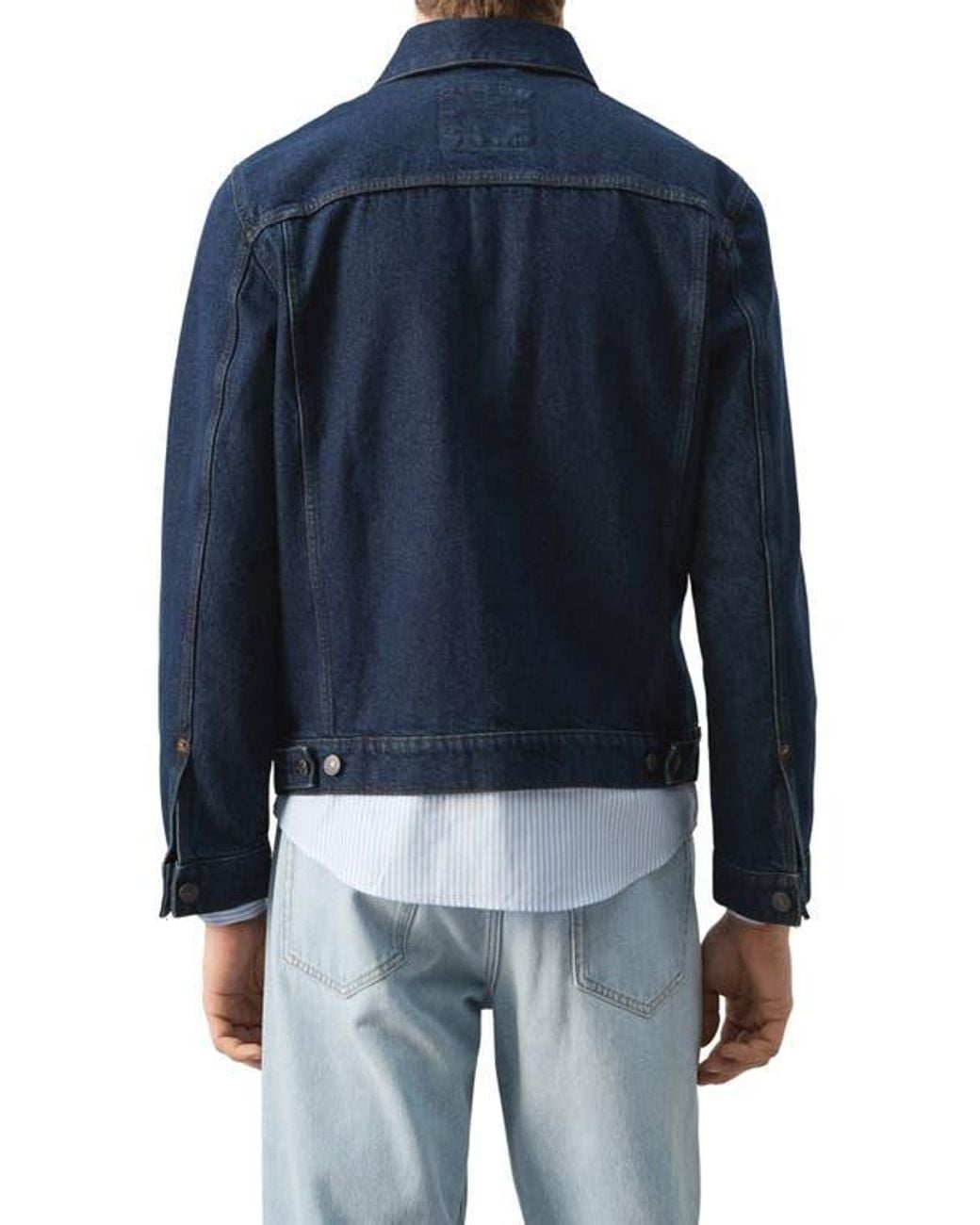 Mango Blue Cotton Denim Jacket for men