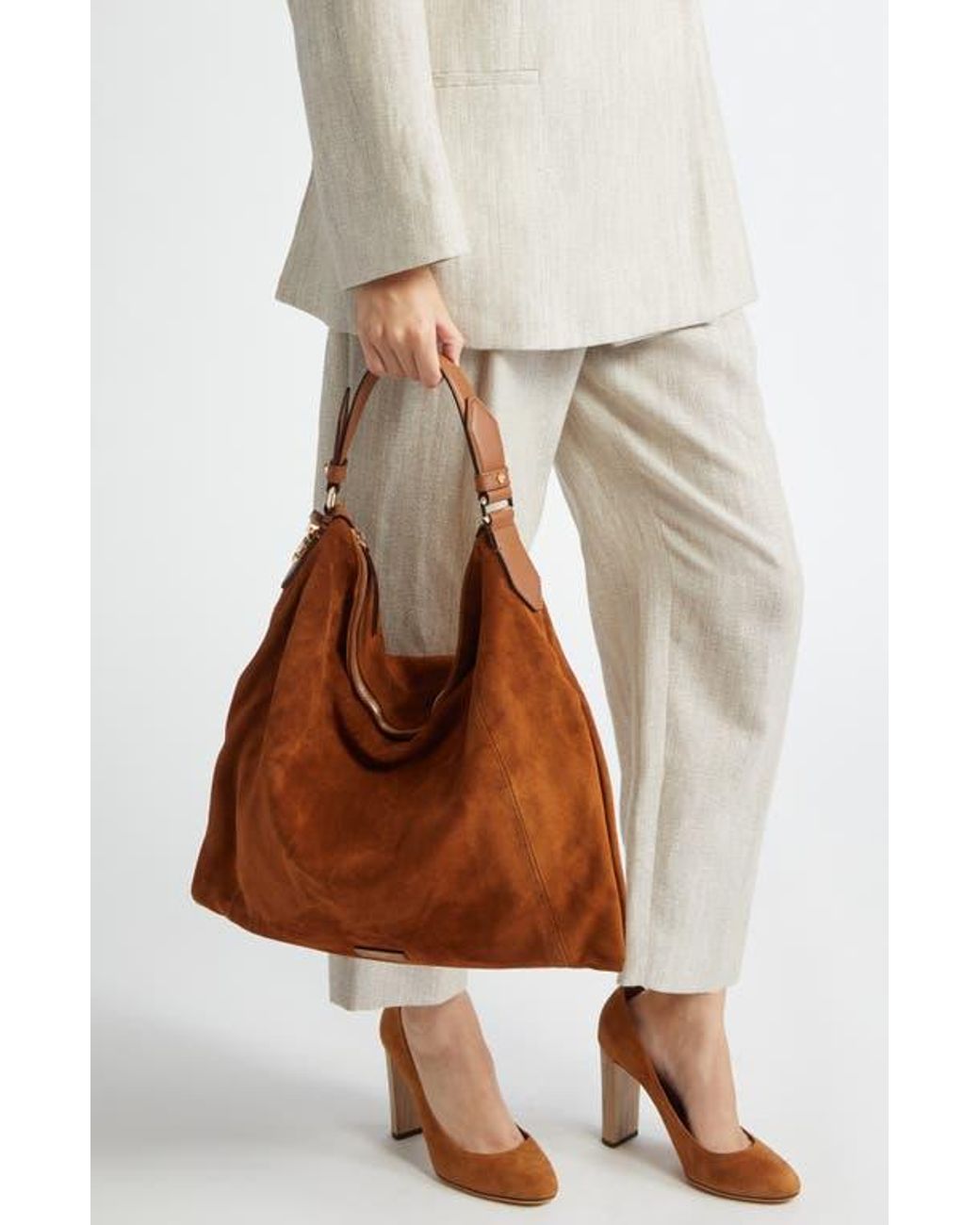 おすすめ☆人気【Jimmy Choo】 Ana Hobo Suede ショルダーバッグ Ana Zip Suede Hobo Bag | Neiman Marcus