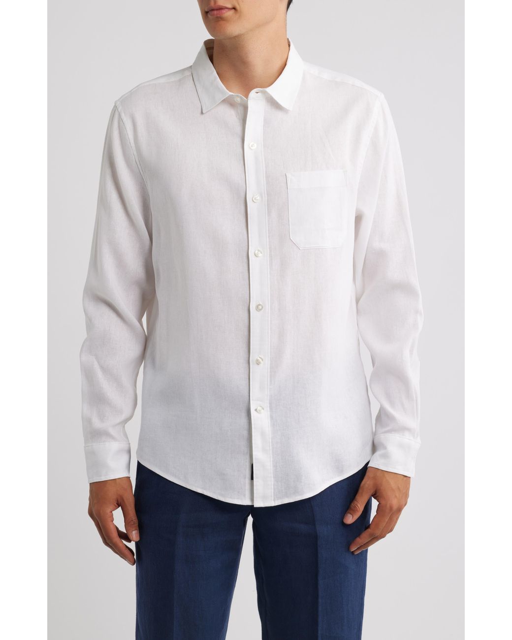 Mack Weldon White Linen Button-Up Shirt for men
