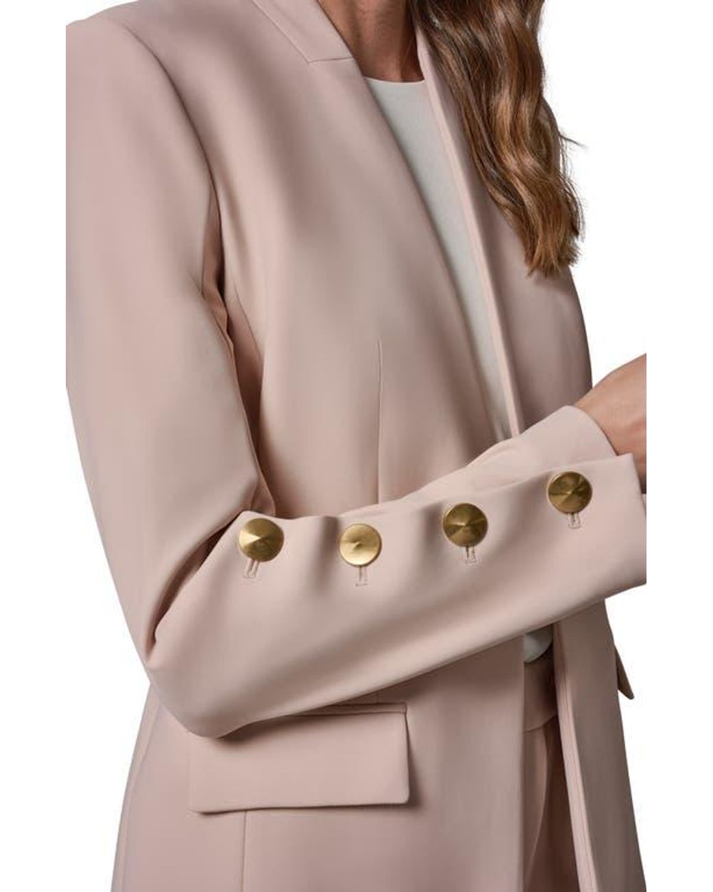 Donna Karan Pink Button Sleeve Blazer