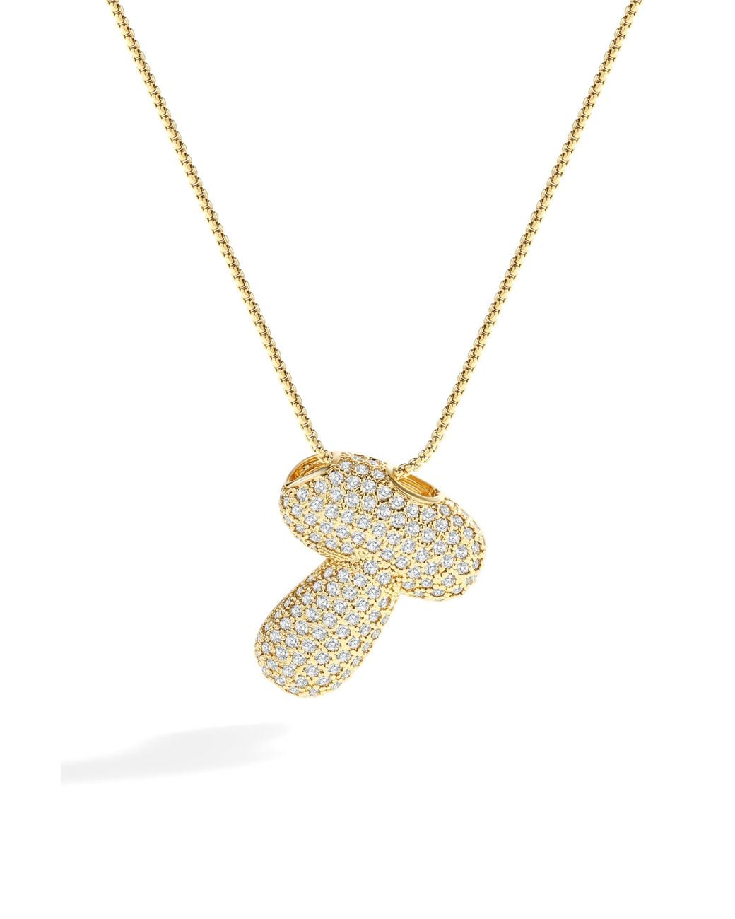 Mint & Lily Metallic Pave Bubble Initial Necklace