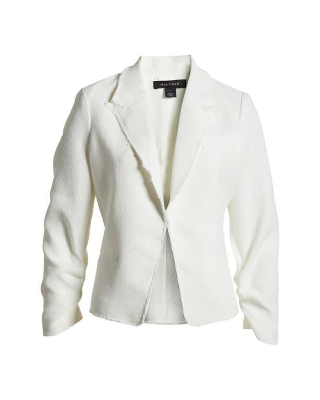 Halogen® White Raw Hem Crop Blazer