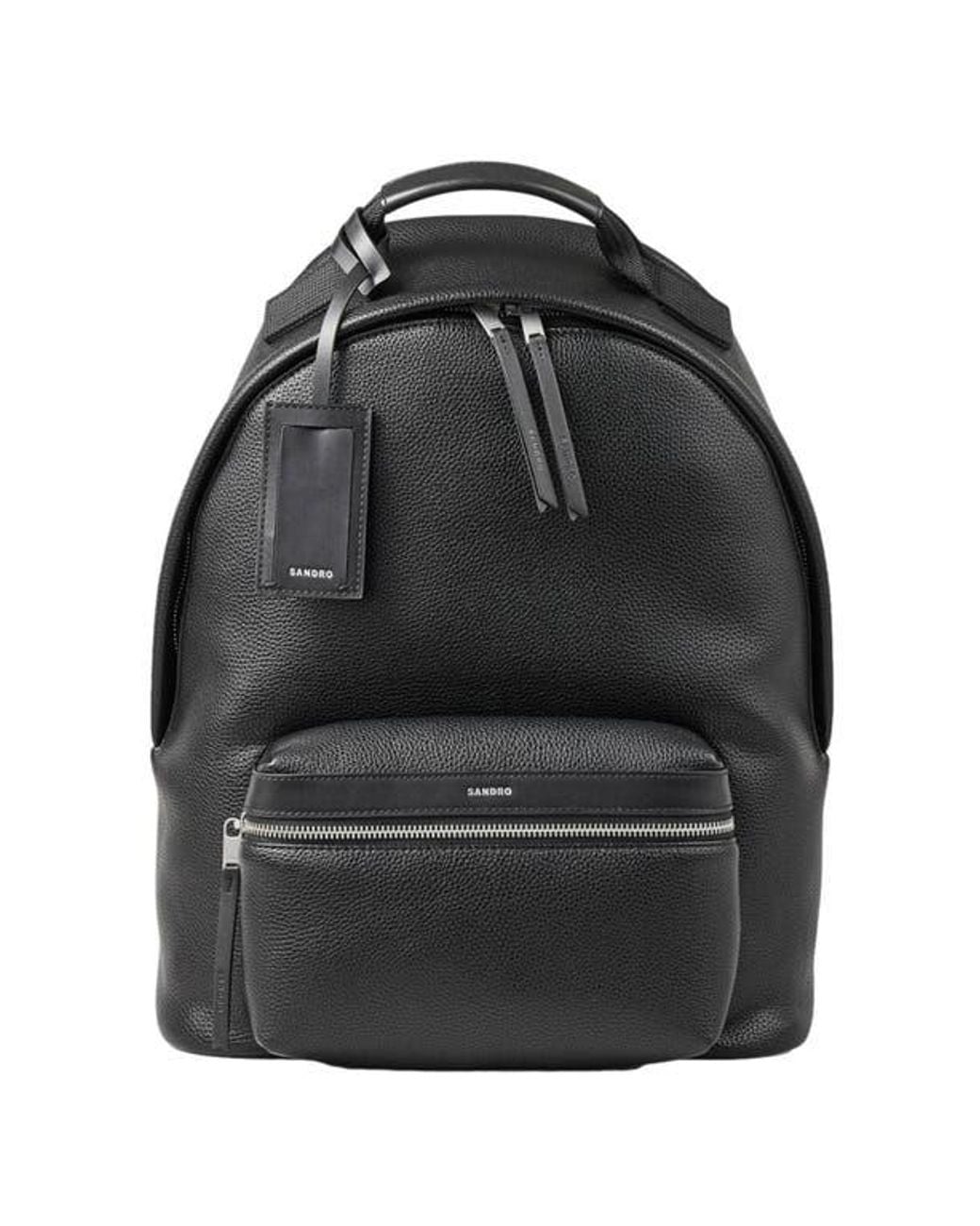 Sandro Black Coated Canvas Backpack for men