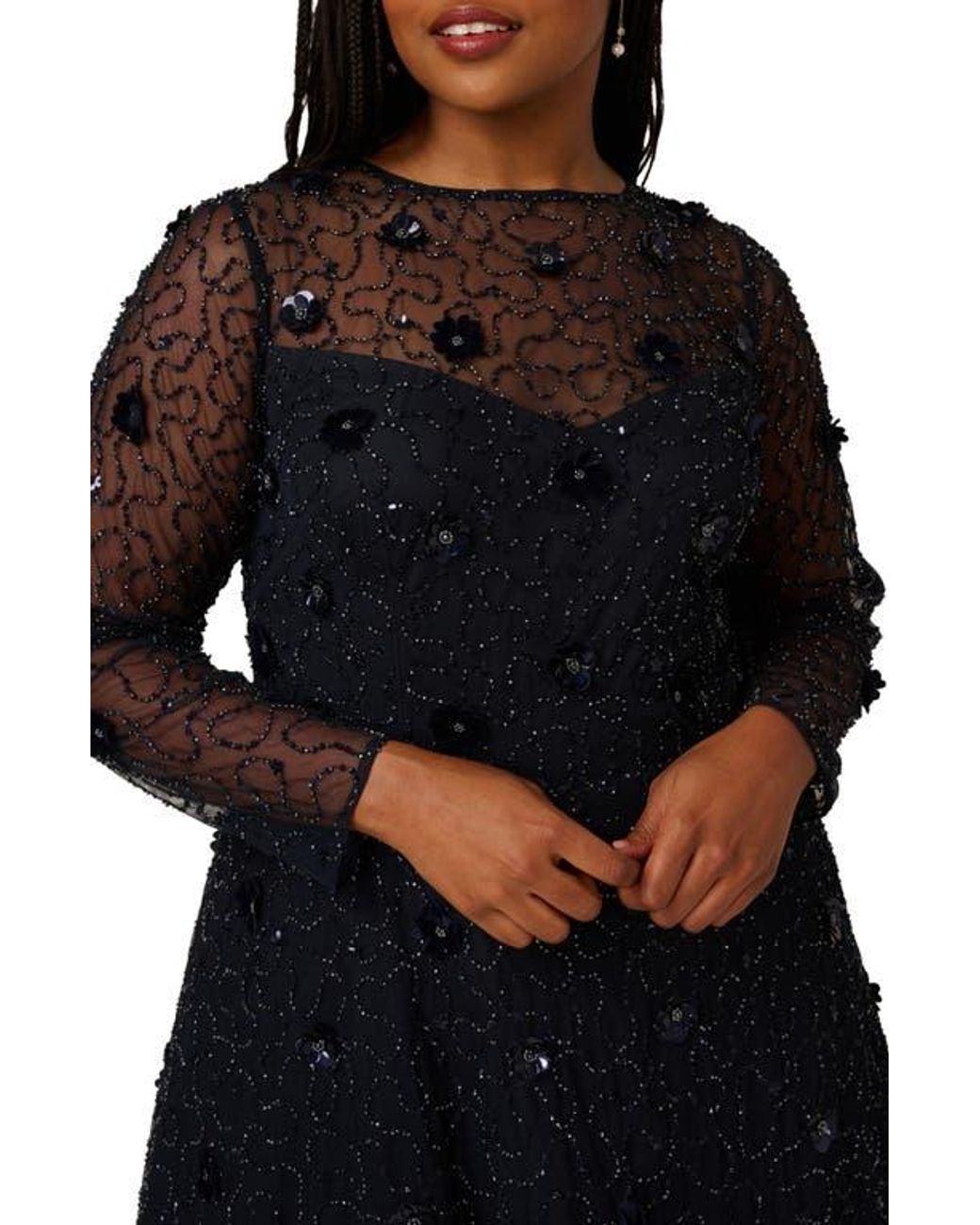 adrianna papell beaded illusion sheath dress Adrianna Papell Platinum 40421
