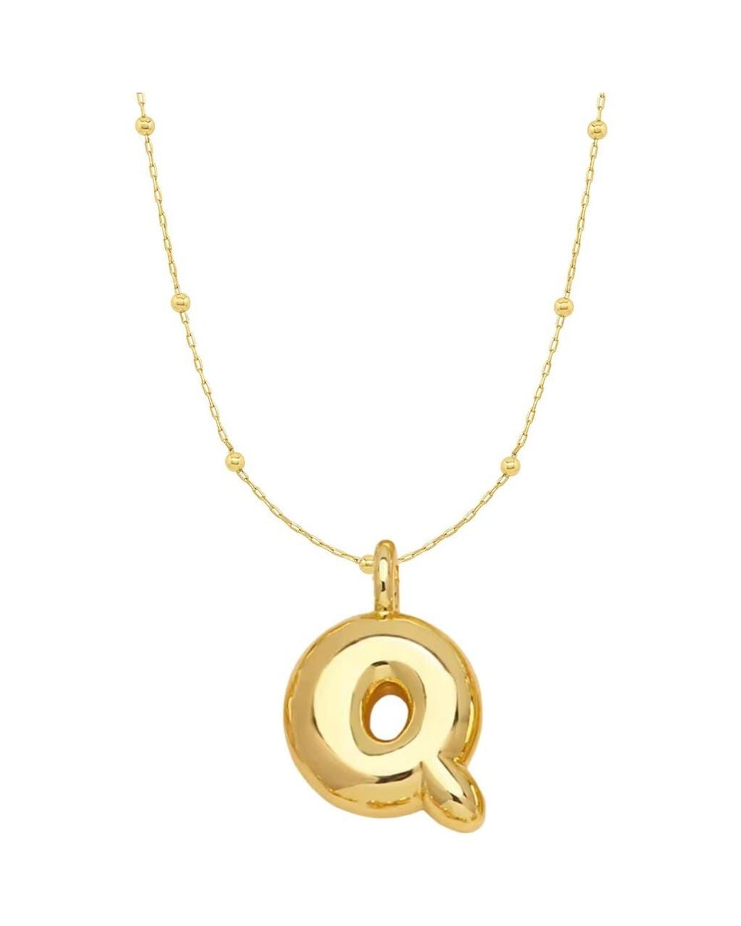 Emma Rae Metallic 14K Plated Bubble Initial Pendant Necklace
