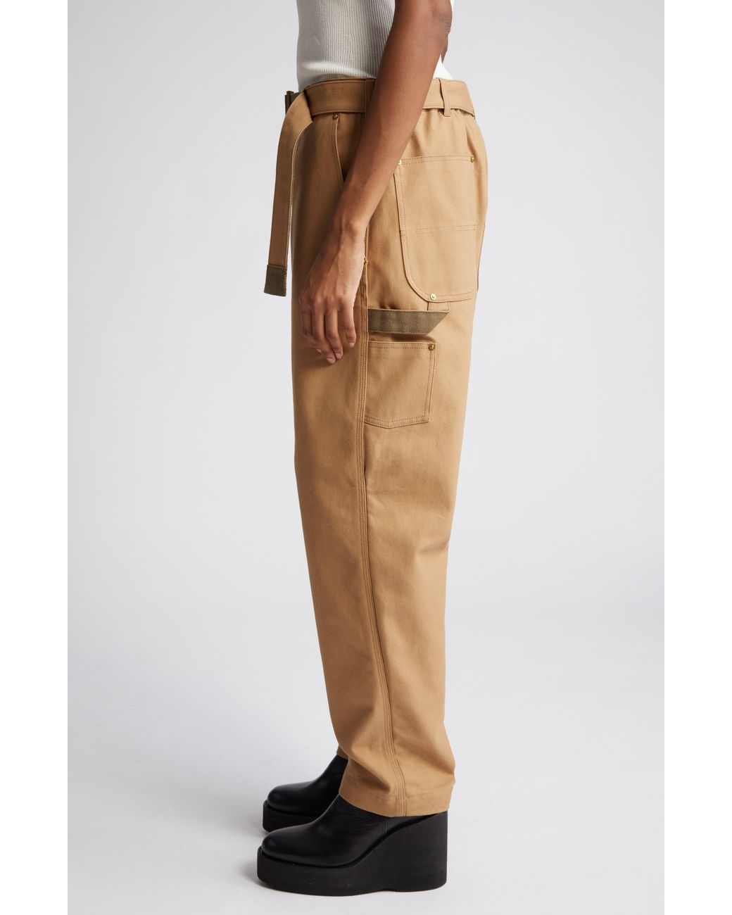 Sacai X Carhartt Wip Belted Cotton Canvas Pants in Natural for Men