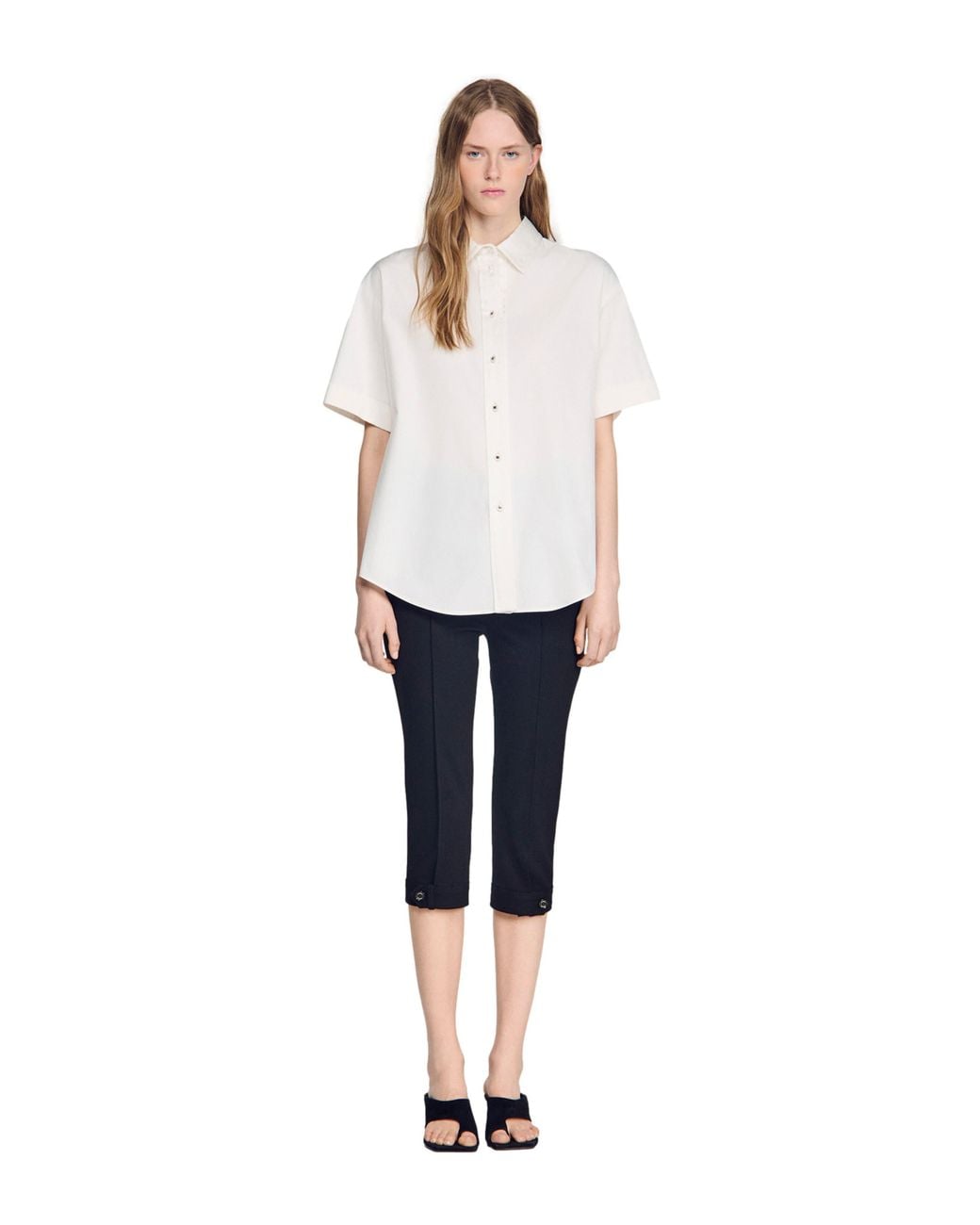Sandro White Pleated Back Shirt
