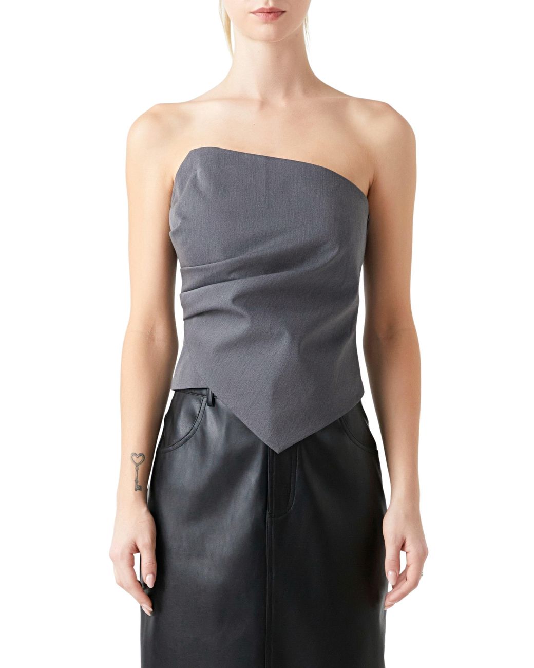 Grey Lab Black Drape Corset Top