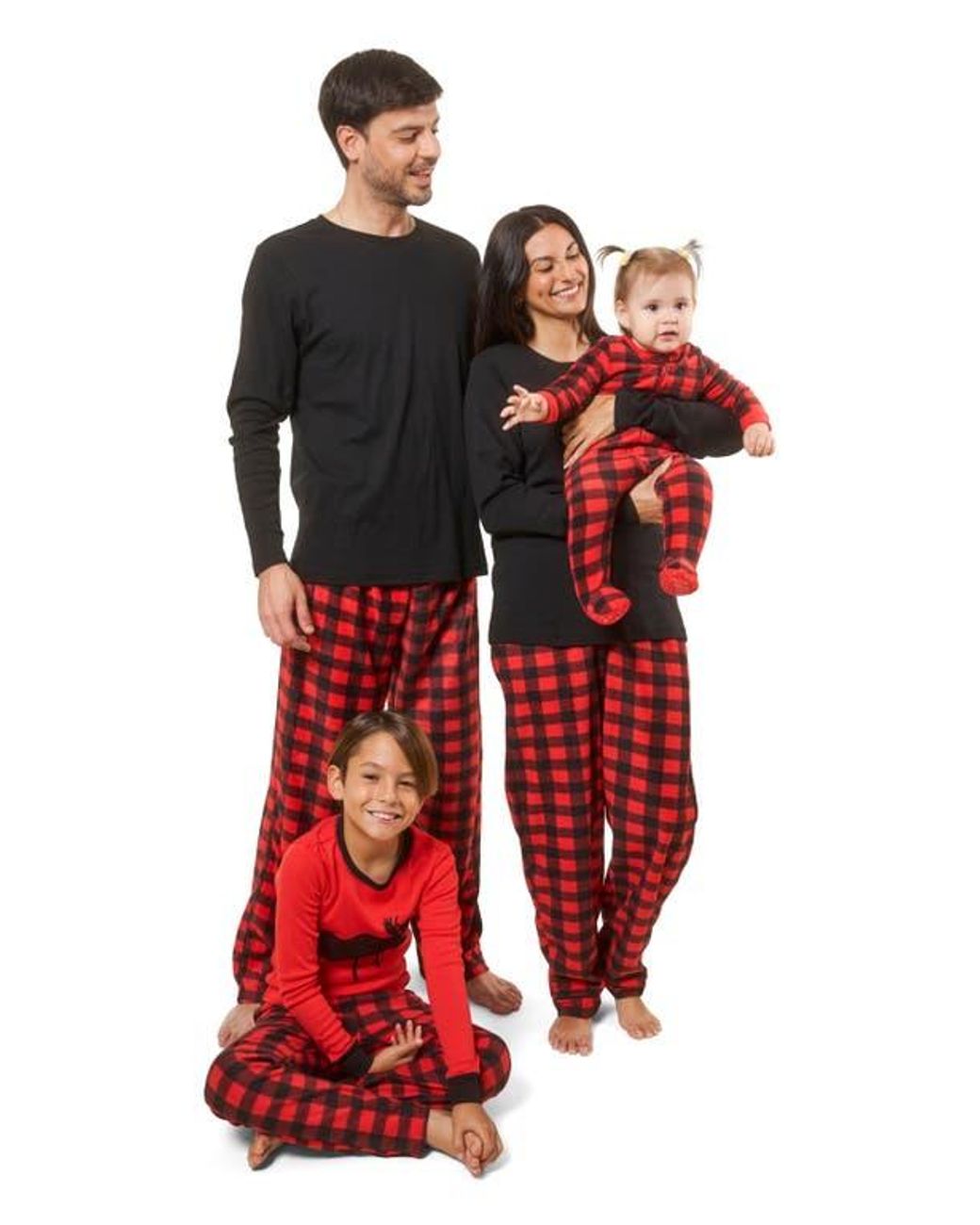 Leveret Red Cotton Top & Fleece Pants Printed Matching Family Holiday Pajama Set for men