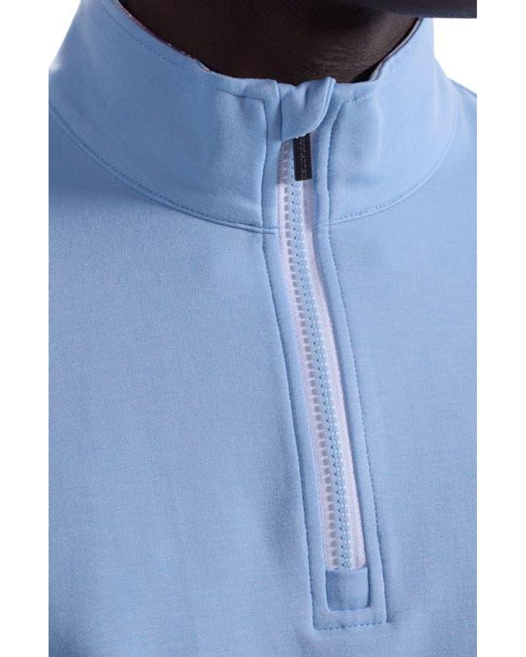 Bugatchi Blue Solid Quarter Zip Pullover for men
