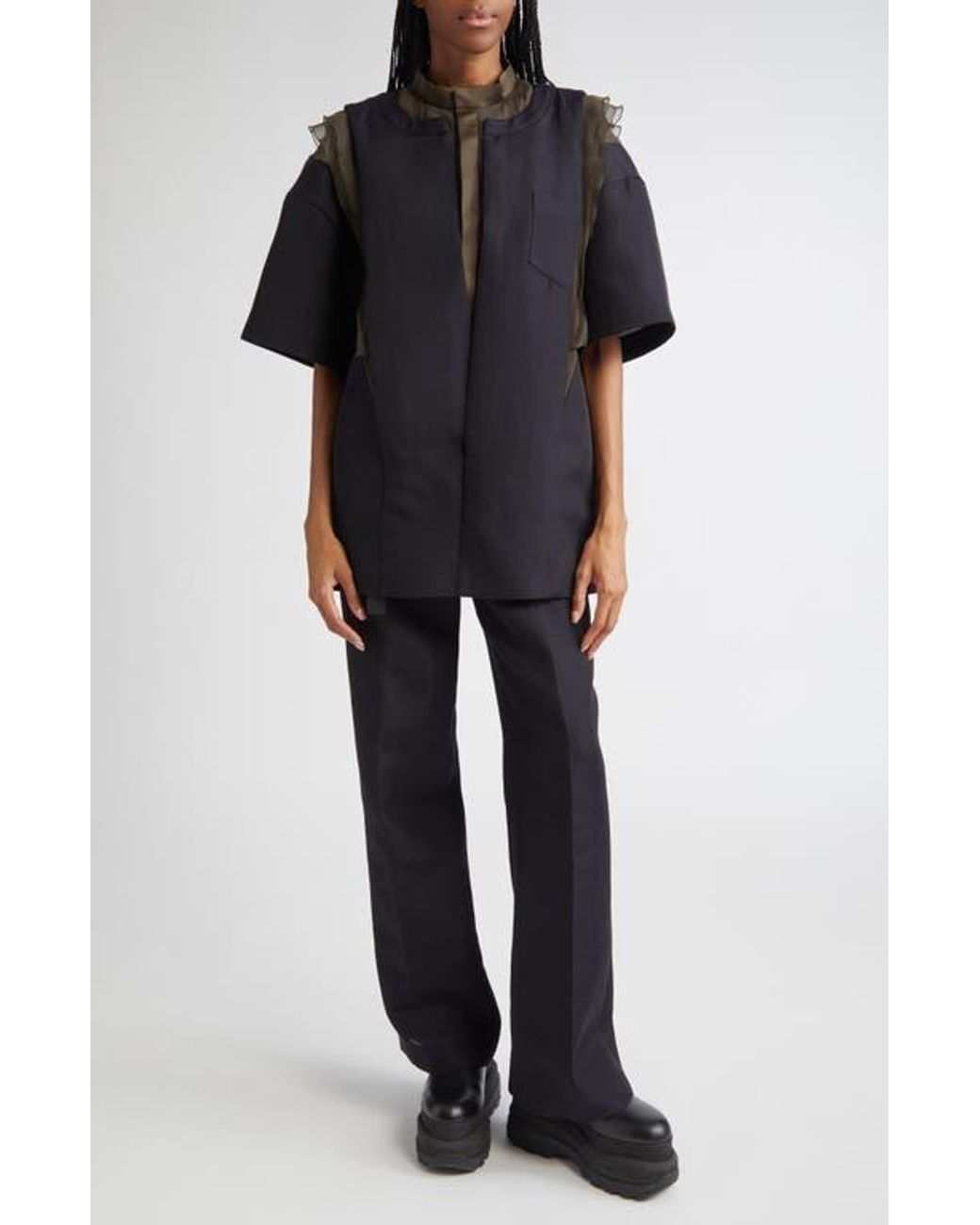 ■sacai■サカイ■ Double Face Mixed Media Top ■トップス Sacai Double Face Mixed Media Top in Black | Lyst