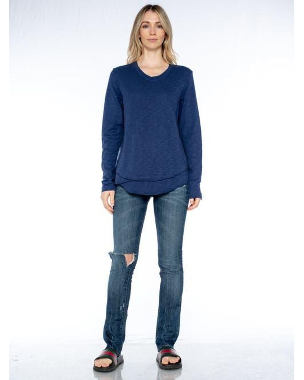 Wilt Blue Long Sleeve Mock Layer Tee