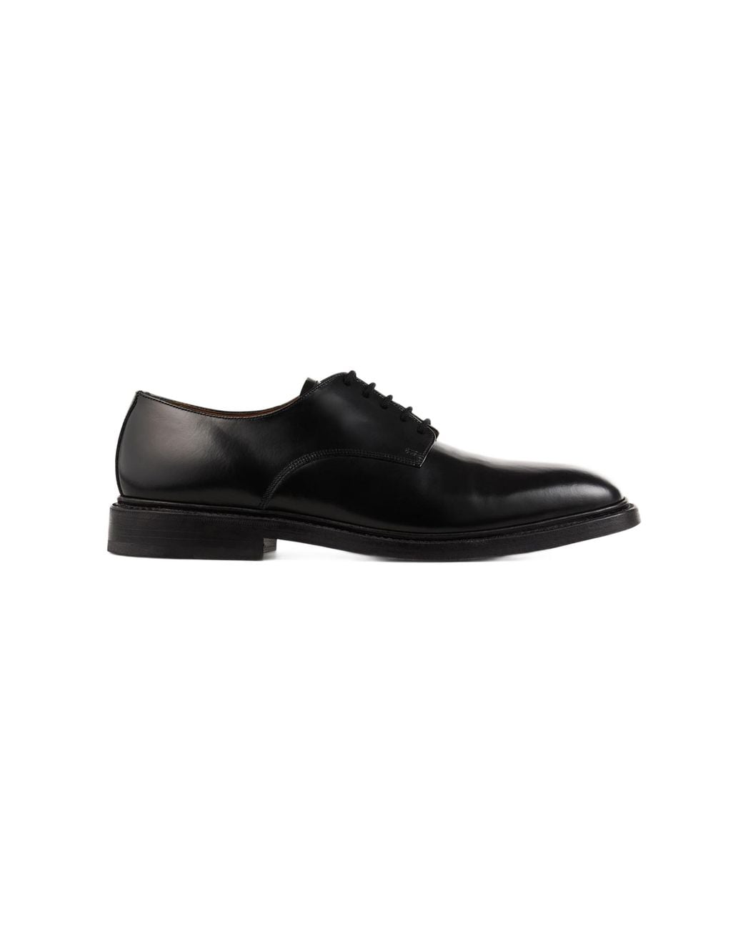 Sandro Black Glazed Leather Derbies for men