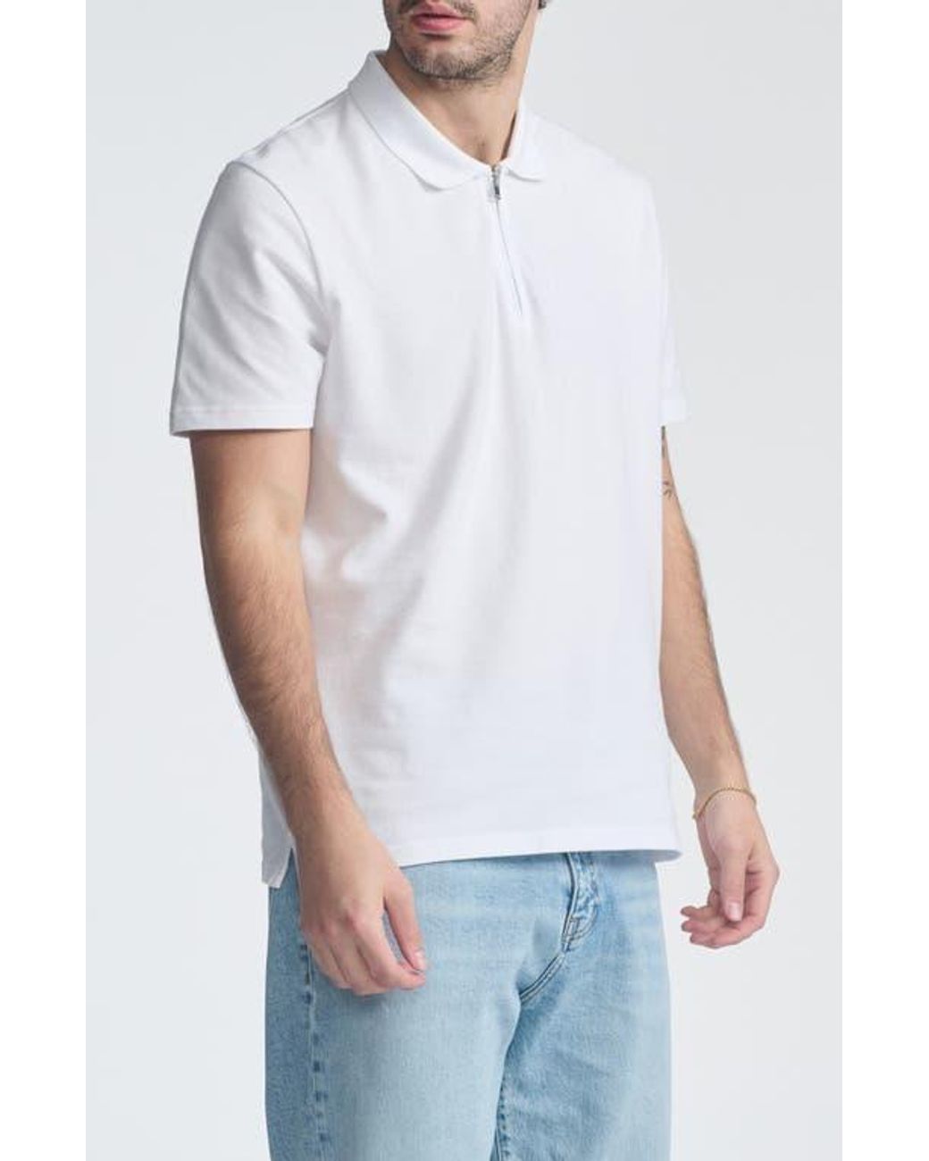 Mavi White Half Zip Polo for men