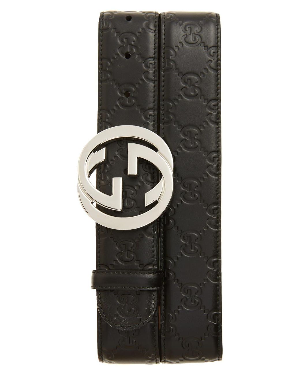 Gucci Logo Embossed Leather Belt in Black for Men - Lyst