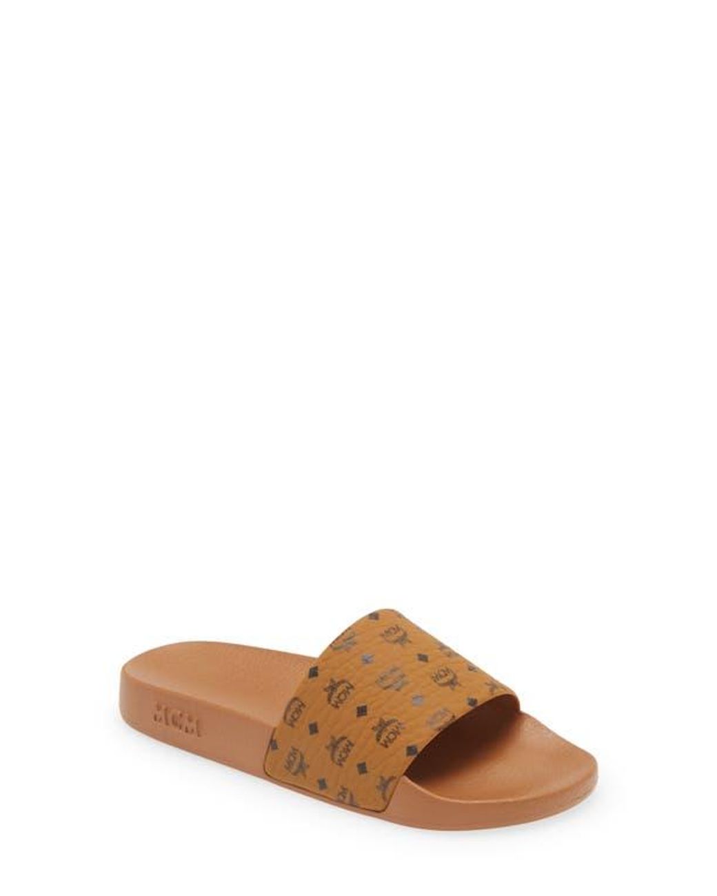 MCM Brown Monogram Slide Sandal