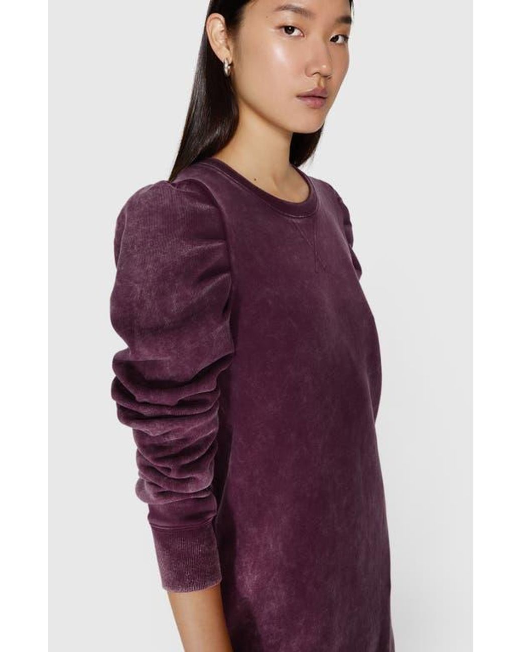Rebecca Minkoff Janine Faded Puff Sleeve Cotton Sweatshirt Minidress in Purple Lyst