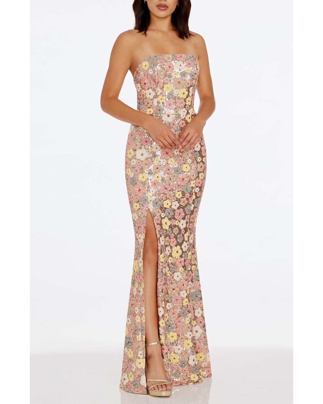 Dress the Population Janelle Floral Sequin Gown | Lyst
