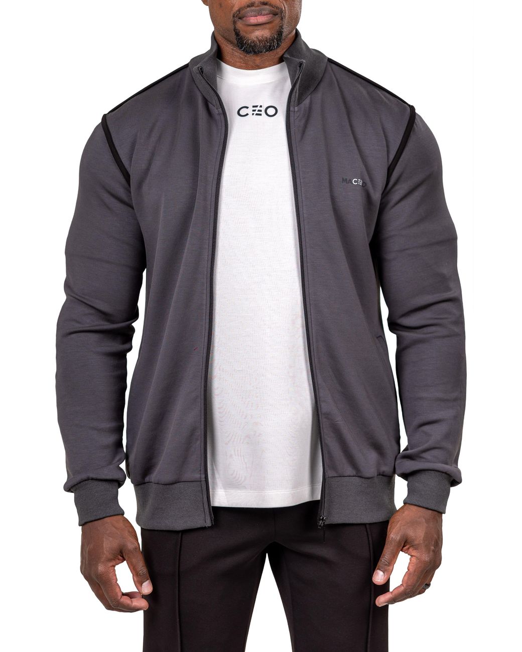 Maceoo Gray Marthyr Zip Jacket for men