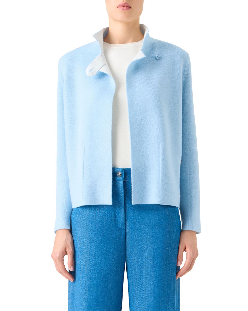 Akris Blue Reversible Cashmere Jacket