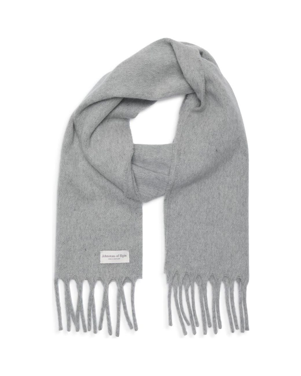 Johnstons Gray Mull Wool Fringe Scarf