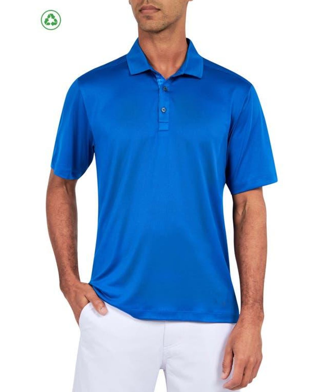 Con.struct Blue Regular Fit Solid Recycled Performance Golf Polo for men