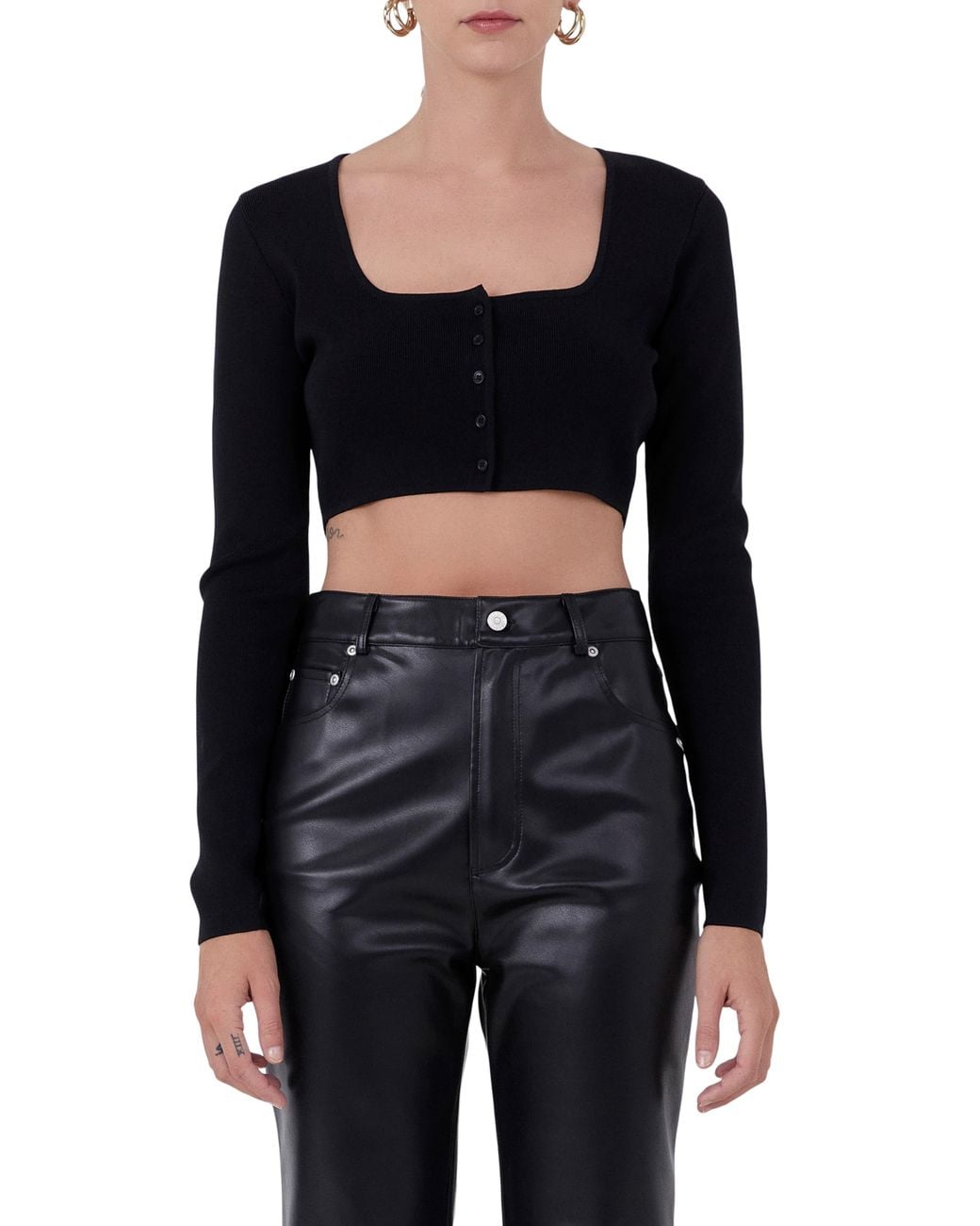 Endless Rose Black Rib Crop Top