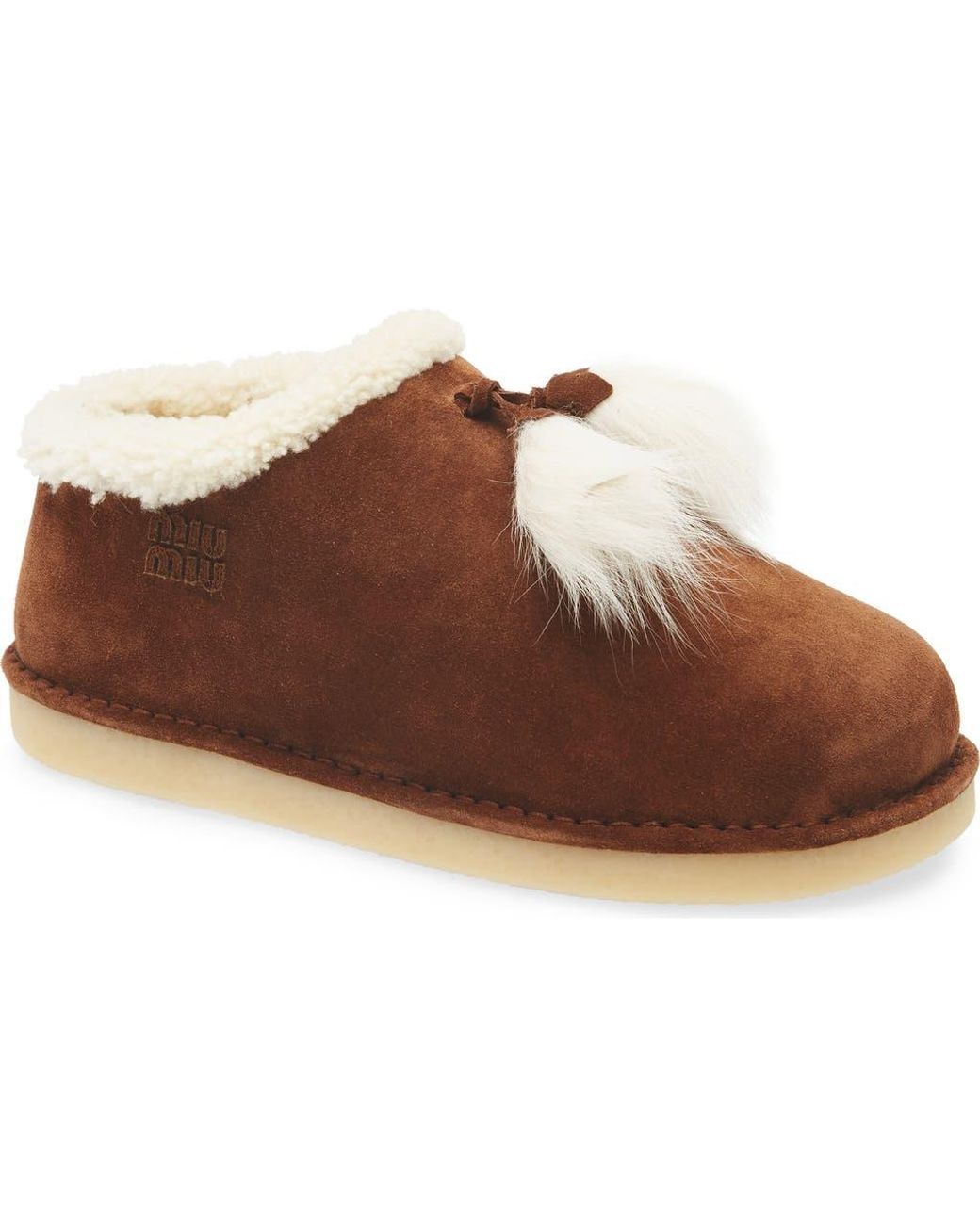 【関税&送料込】Miu Miu Caramel Suede Slippers Miu Miu Suede Slippers in Yellow | Lyst