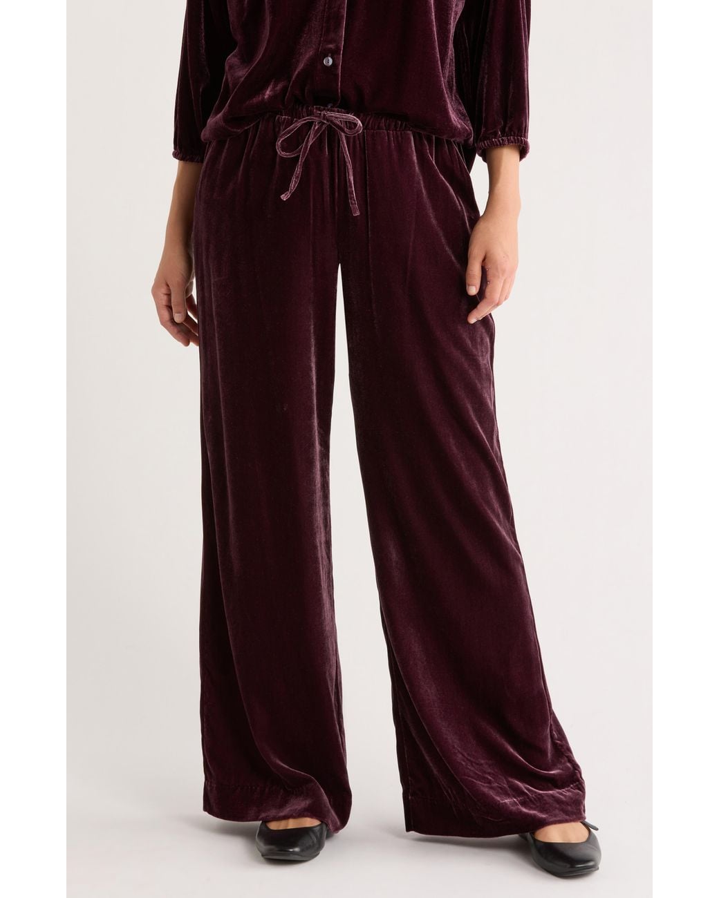 Marine Layer Red Bella Velvet Drawstring Pants
