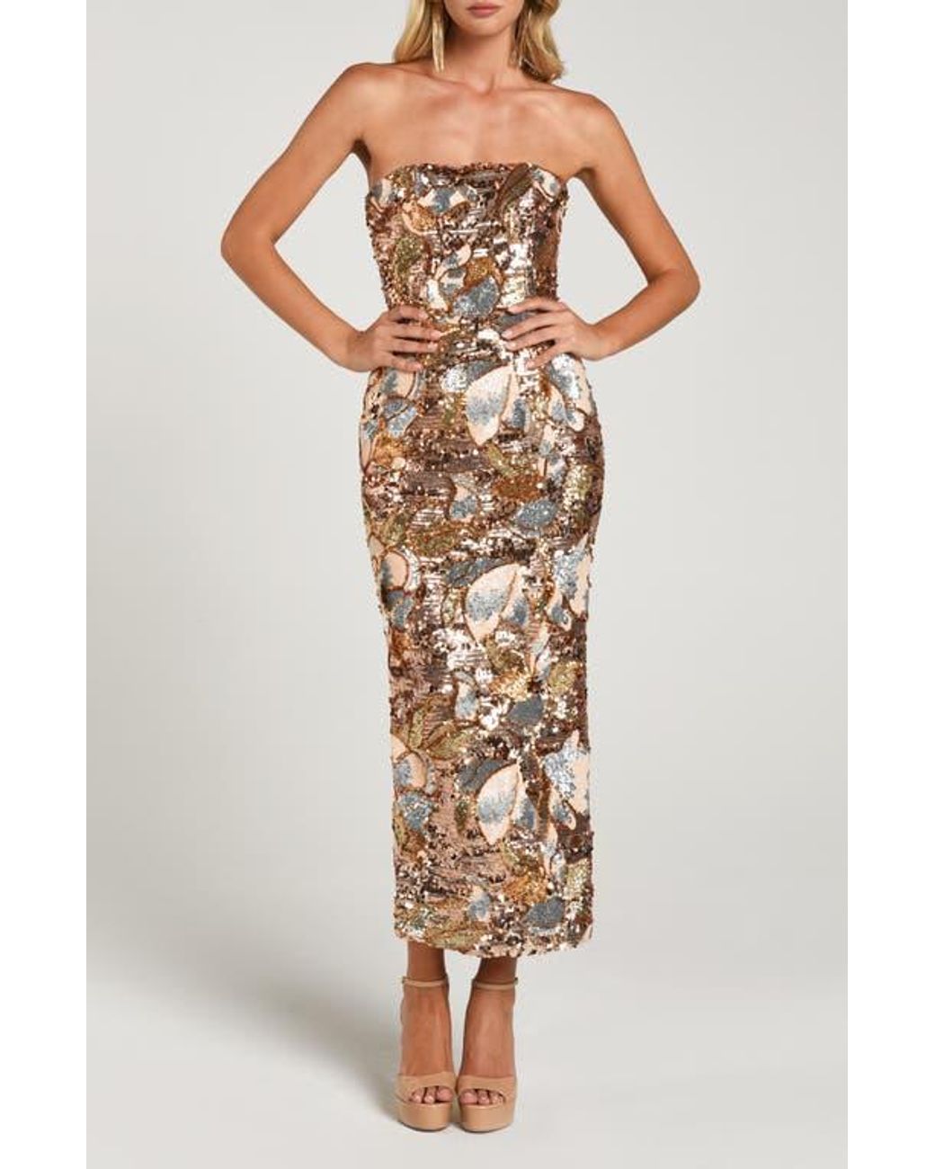HELSI Multicolor Leslie Pattern Sequin Strapless Gown
