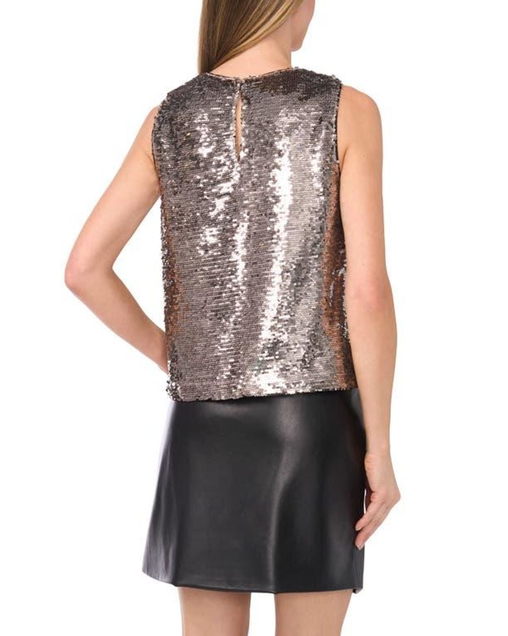 Halogen® Gray Sequin Shell Top