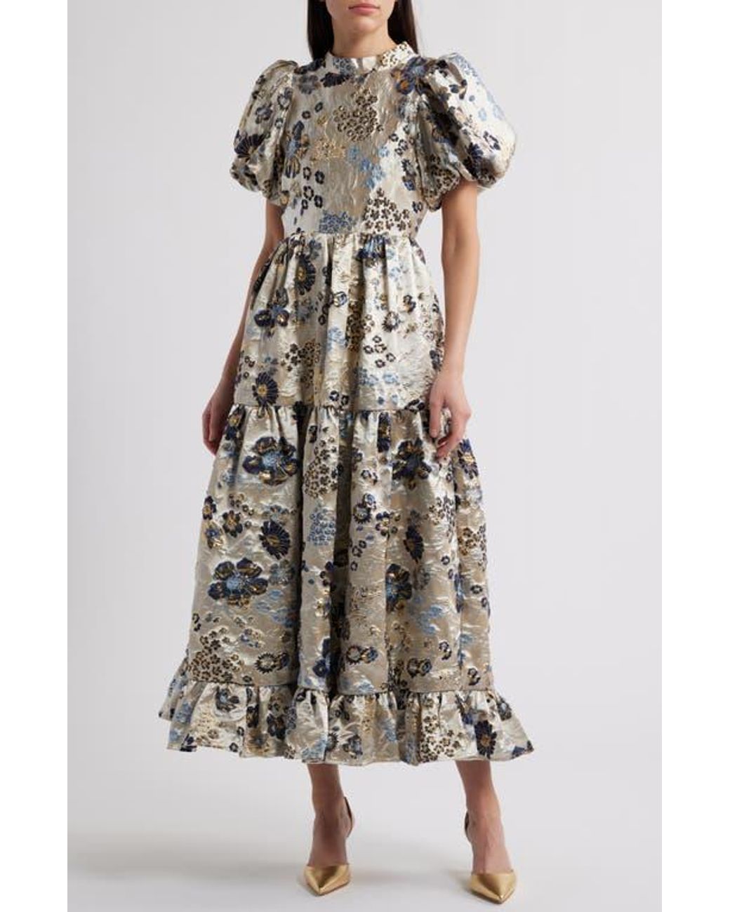 【sister jane】Carp メタリック 花柄 マキシ ドレス Sister Jane Carp Metallic Floral Puff Sleeve Maxi Dress | Lyst