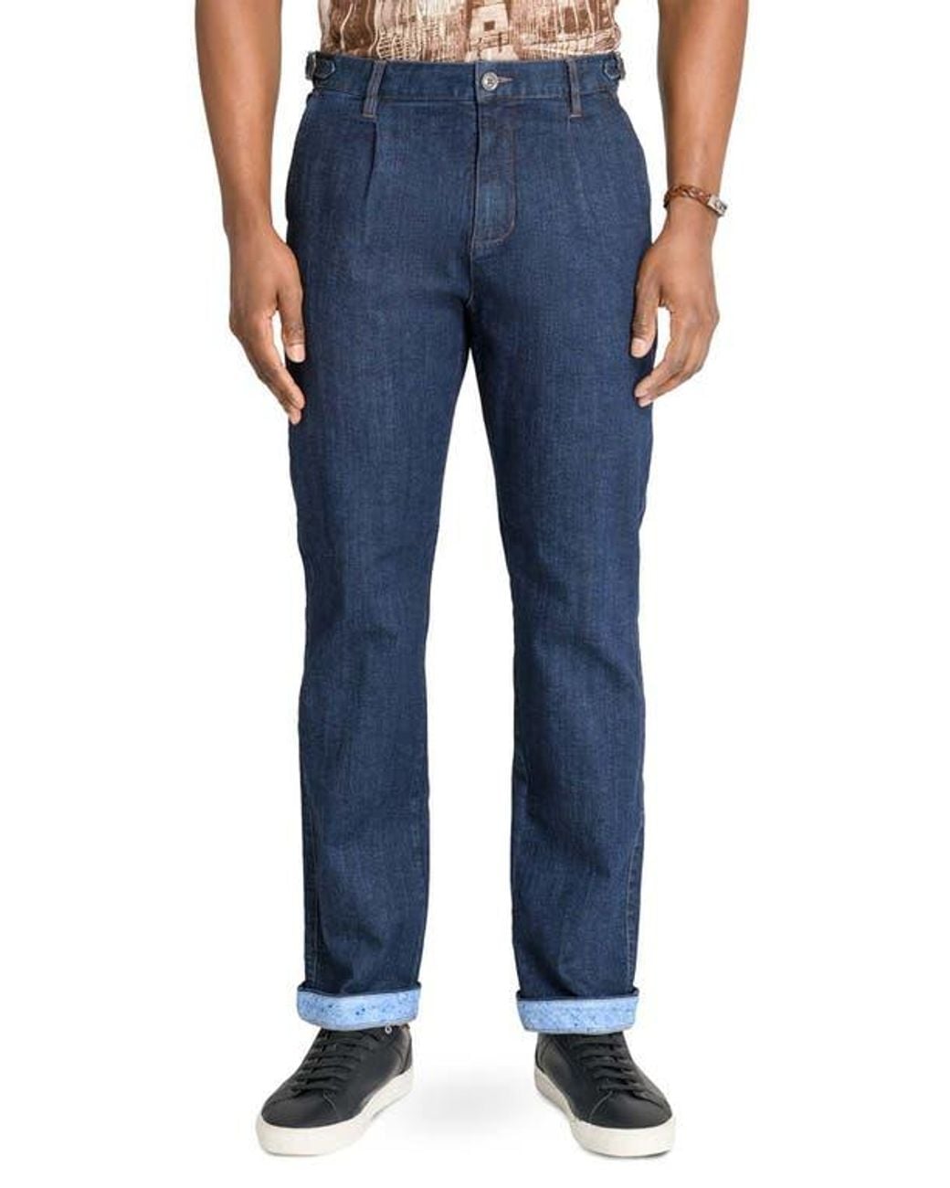 Brooklyn Brigade Blue Slim Fit Solid Pleated Pants for men