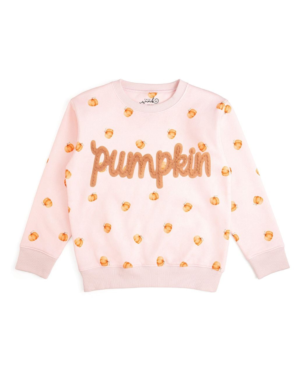 Sweet Wink Pink Pumpkin Stitch Patch Sweatshirt