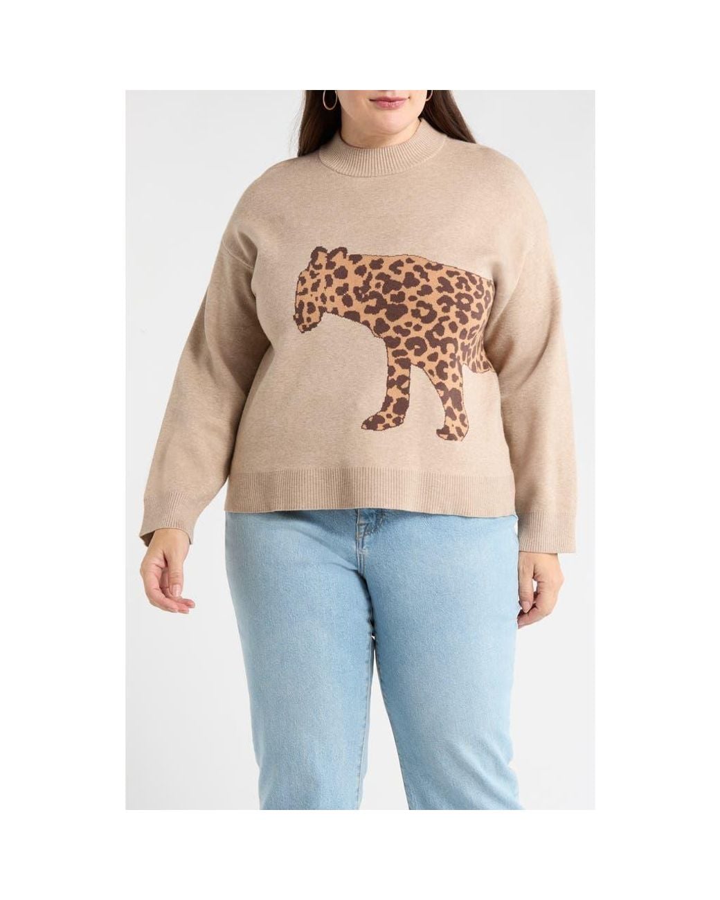 Sugarlips Blue Jazara Leopard Sweater